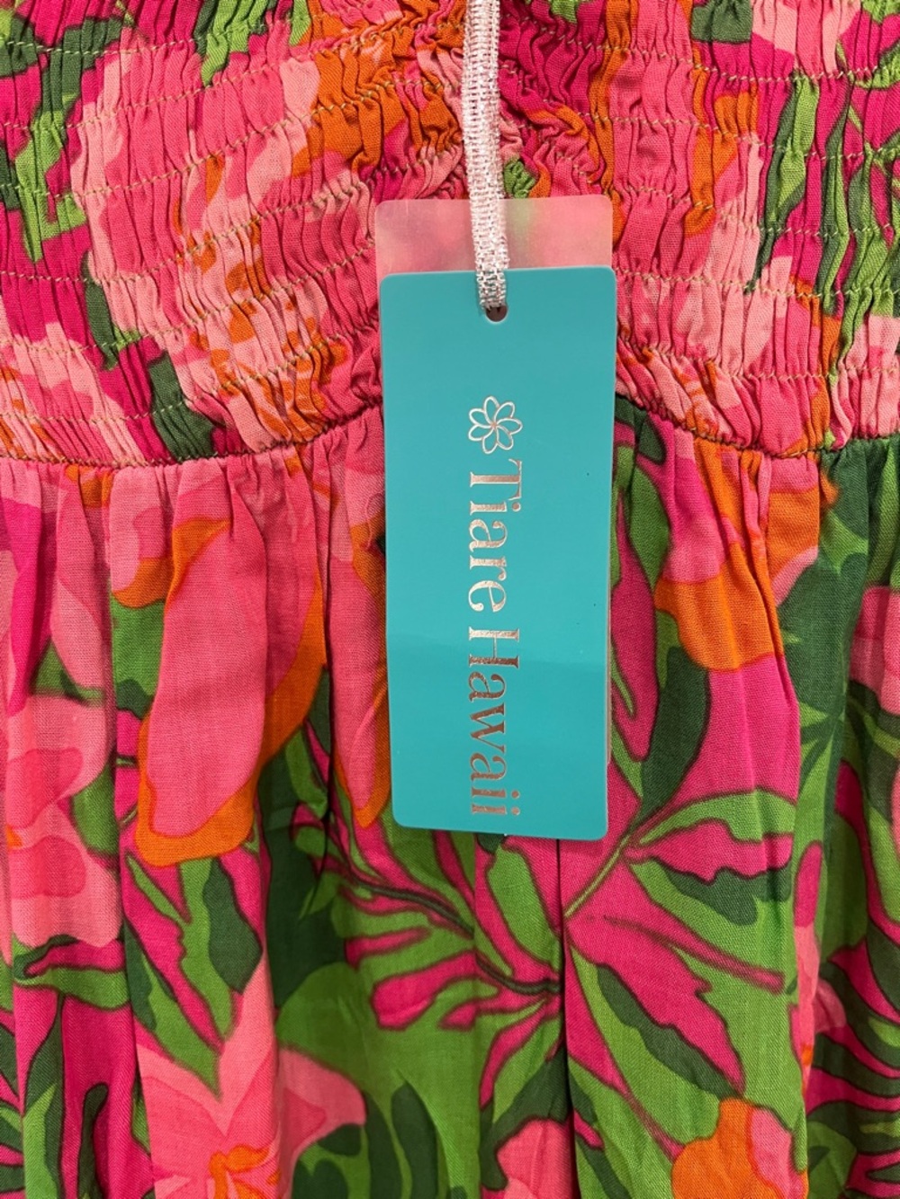 Tropical Floral Strapless Maxi Dress in Pink & Green-Tiare Hawaii-NWT - Picture 2 of 11